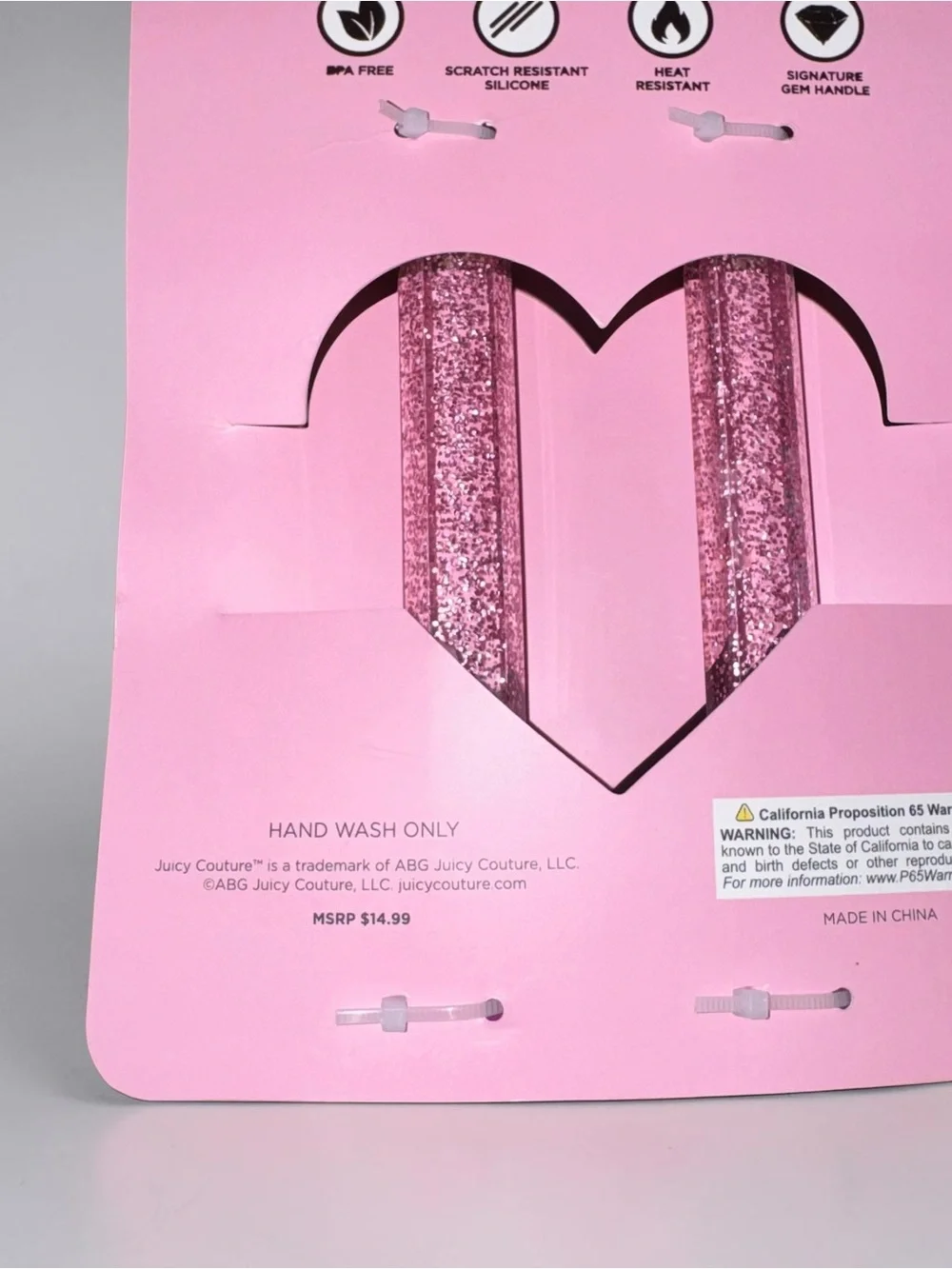 Juicy Couture Pink Glitter Gem Handle Silicone Spatula Set NEW